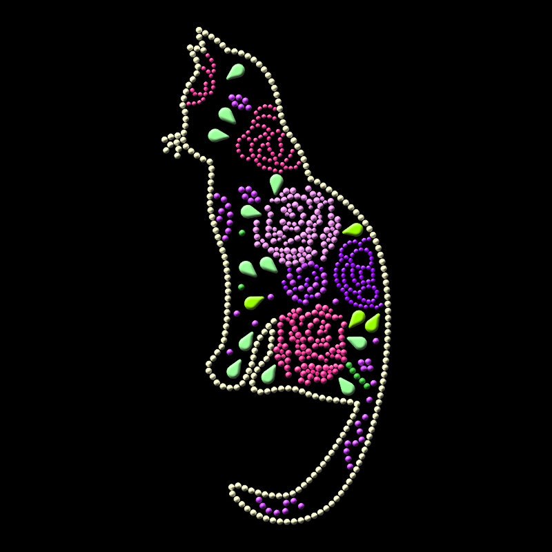 Junhin hot fix  4.6*10 inch cat  rhinestone patterns Rhinestone transfers image28