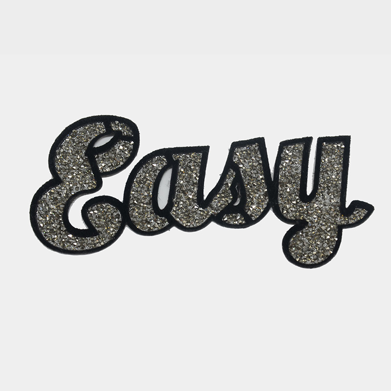 Junhin Custom letter adhesive crystal rhinestone glue sheet patch wholesale Beaded Patches image1