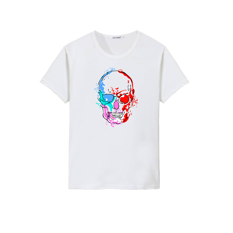 Custom men splashed ink skull design printed sublimation t shirts