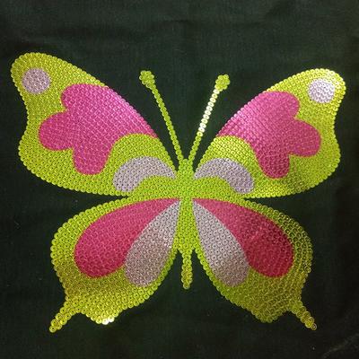 Custom patch design butterfly pattern foil sequin iron on applique wholesale transfer