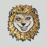 Custom patch design lion pattern sequins sew on embroidery badges for clothes