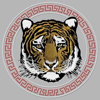Custom iron on tiger embroidery patch with rhinestones heat transfer for clothes