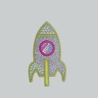 Custom clothing badges nail bead heat transfer silver glitter rocket shapes embroidery patch for dress