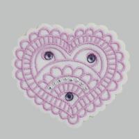Custom applique iron on heart design embroidered patches with nail bead for clothing