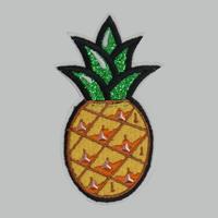 Custom sew on applique pineapple design nail bead embroidered patches for jacket