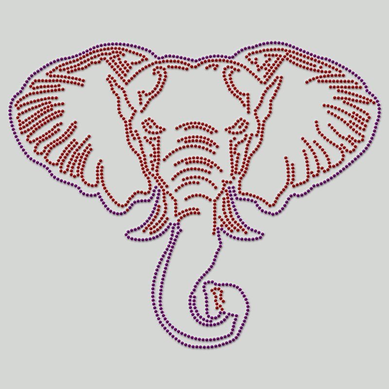 Custom iron on rhinestone heat transfer elephant design hot fix motif for t shirt