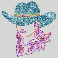 Custom girl hat design glitter motifs rhinestone transfers for garments