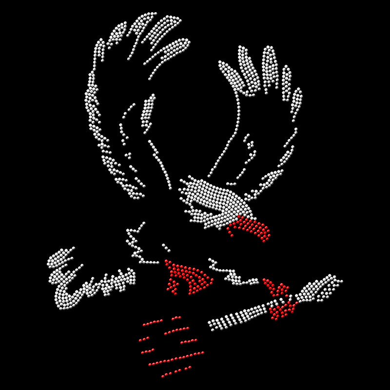 Custom hot fix heat transfer eagle design bling rhinestone motif for t shirt