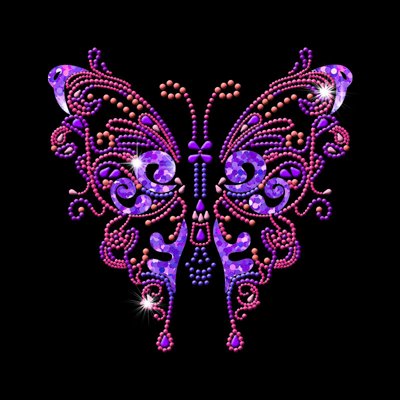 Wholesale custom heat press butterfly designs iron on rhinestone transfers