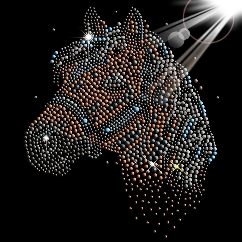Custom animal horse designs crystal rhinestones iron on heat transfers wholesale
