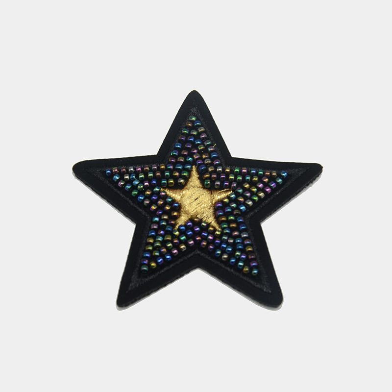 Custom badges star nail beads machine embroidery patch patterns designs wholesale