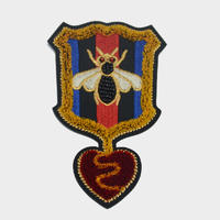 Custom  wholesale badges heart honeybee designs towel embroidery patch for garments