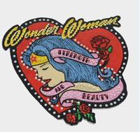 Custom heart letter women flower rhinestone embroidery patch applique designs
