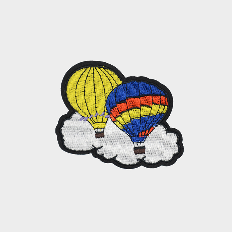 Cheap custom t-shirt patches designs fire balloon pattern machine embroidery on clothing