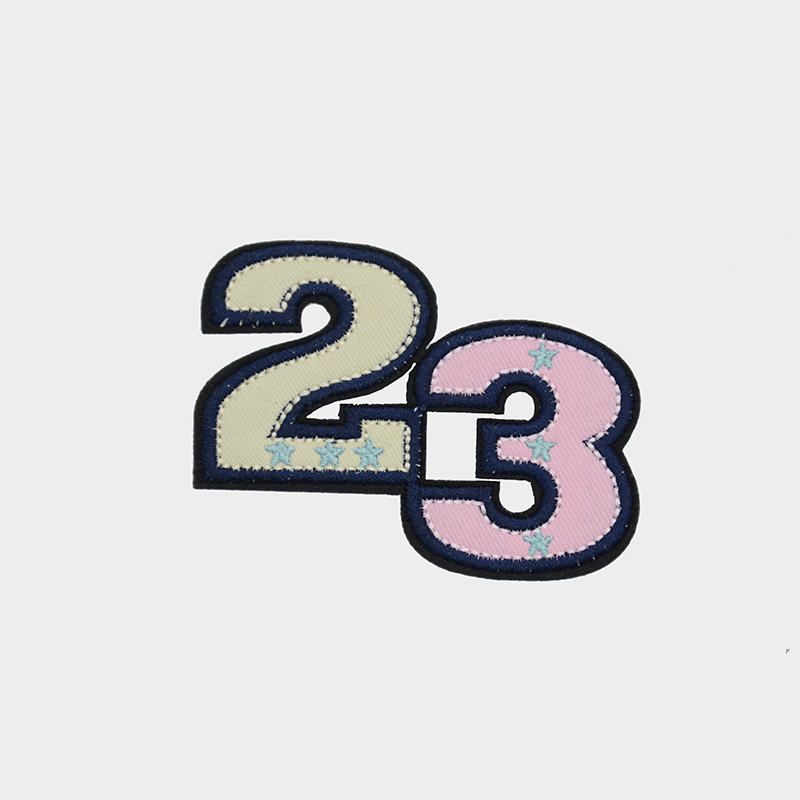 Wholesale custom badge designs the number 23 pattern  embroidery patch for hats