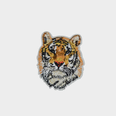 Custom clothing decoration design diy badge animal tiger pattern embroidered patch for jacket