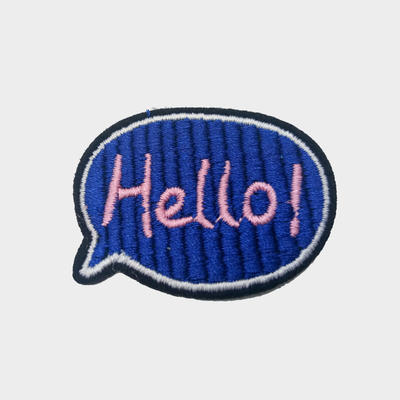 Custom iron on embroider letters t shirt hello dialog box pattern embroidery patch for clothing