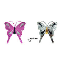 Custom sew on t shirt sequin patch Insect Butterfly pattern reversible bead embroidery for clothing