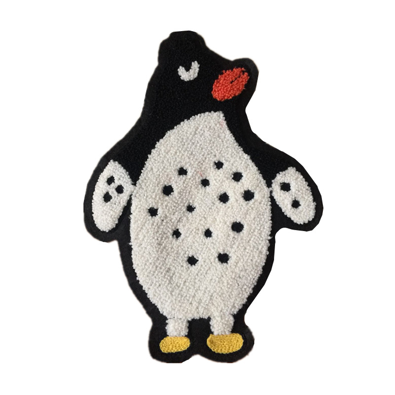 Custom t shirt towel patch cartoon penguin pattern iron on embroidery for children garments