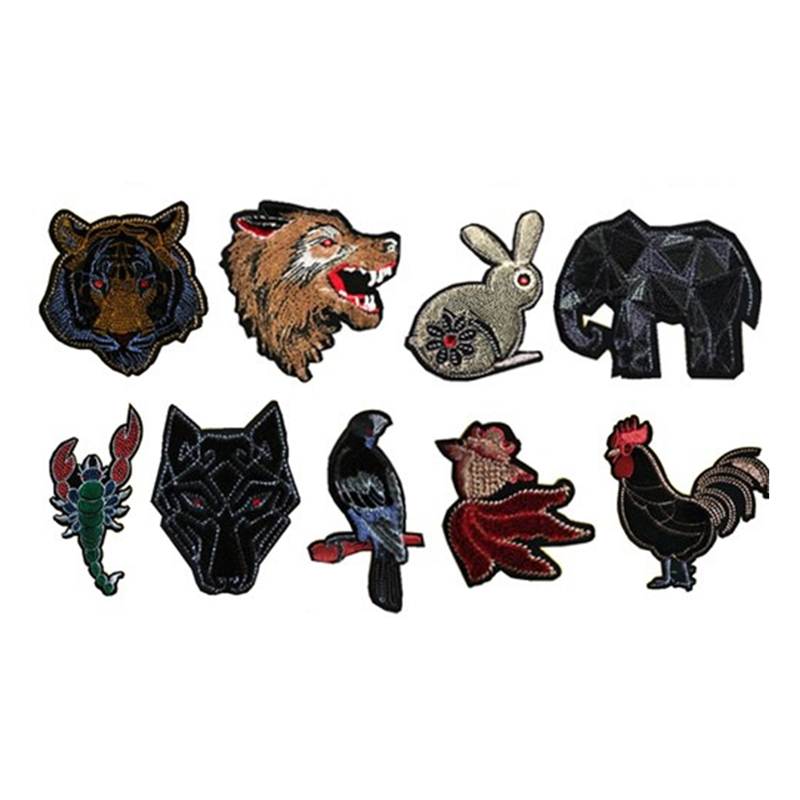 Custom cloth embroidery design animal pattern  iron on flock patches for t shirt