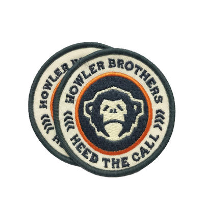 Custom high quality circular badge orangutan pattern logo design embroidered patch for clothing