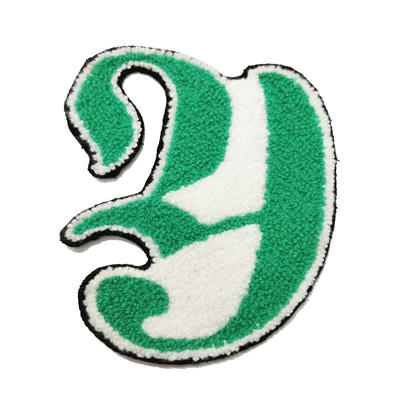 Custom letter logo design pattern towel embroidery chenille patches for garment