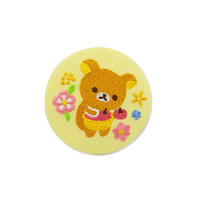Custom circular badge cartoon bear pattern design woven embroidery sew on patch for clothing