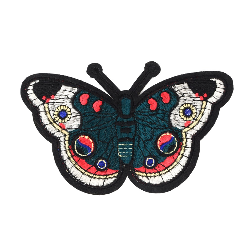 Custom iron on patches butterfly design pattern machine woven embroidery for garment