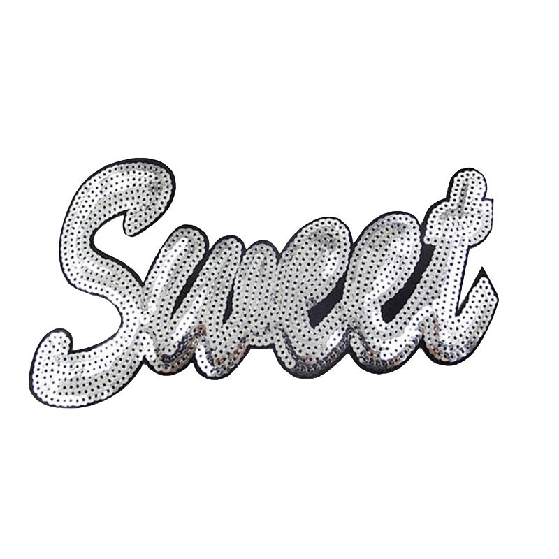 Wholesale custom patches letter design iron on sequin applique for garment