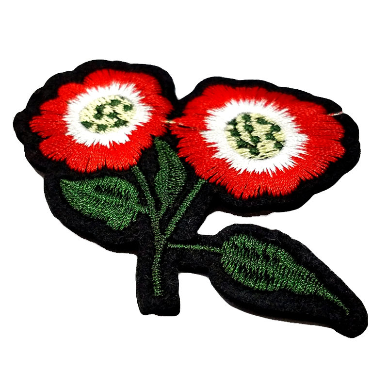 Custom garment adornment flower designs embroidery patch woven applique