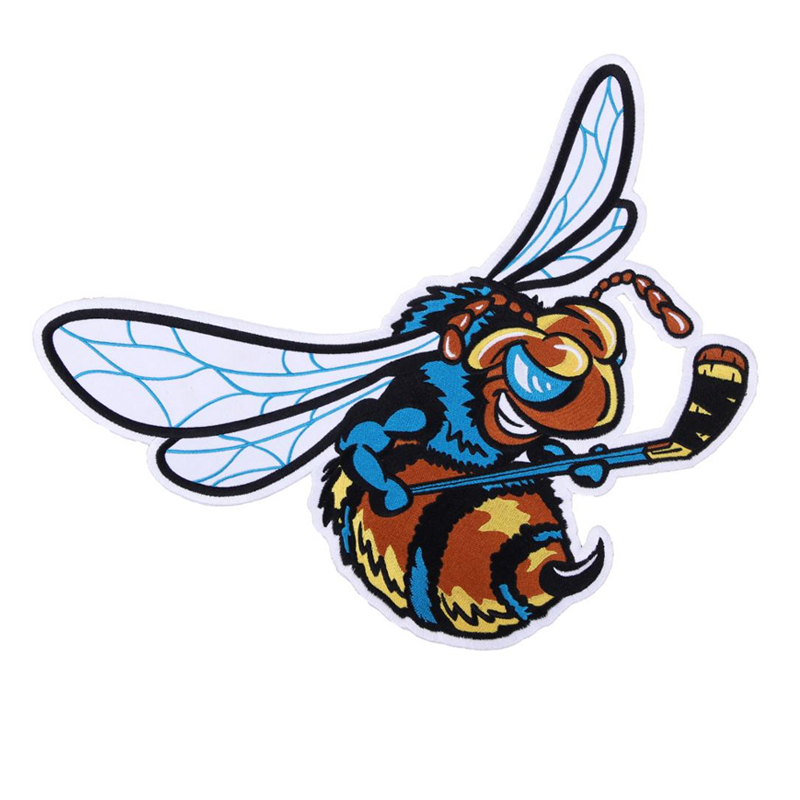 Custom clothing accessories cartoon bee designs applique iron on embroidery patch