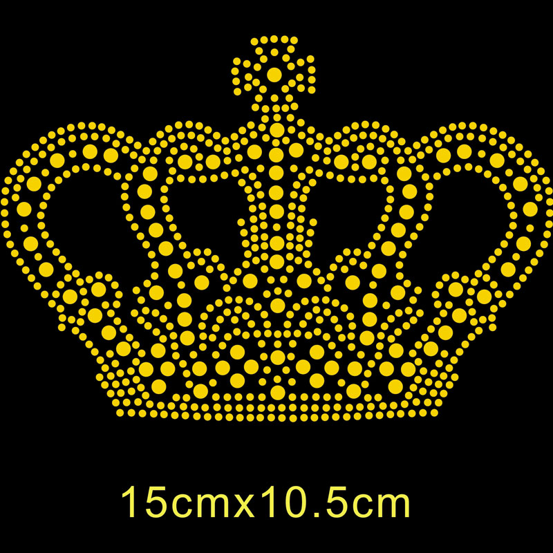 Hot fix rhinestone transfer motif crown designs for garment iron on